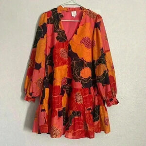 Orange and Black Ruffled Tiered Mini Dress